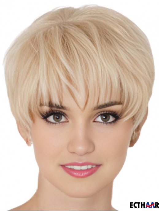 Echthaar Mono Topper Mit Monofilament Boycuts Kurzer Länge Gerader Stil