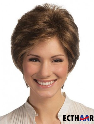Lace Front Monofilament Echthaar Perücken Short Length Straight Style Boycuts
