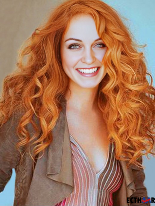 Ohne Pony Langes Kupfer Wellige 18-Zoll-Frisuren Echthaar Rachelle Lefevre Perücken