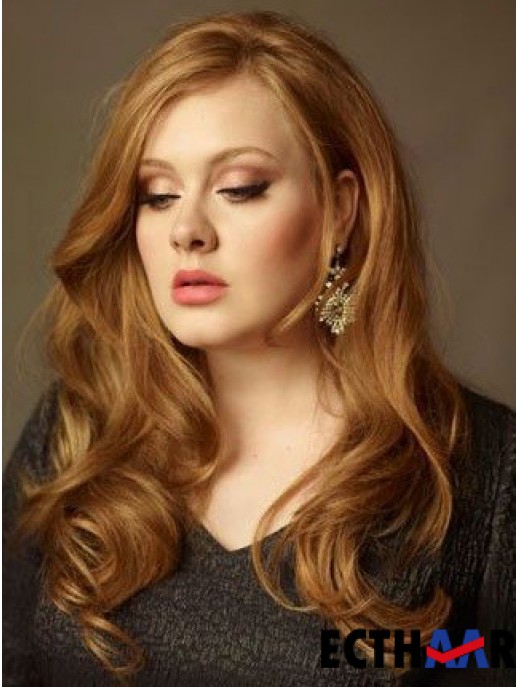 Ohne Pony Langes Kupfer Wellig 20 Zoll Schlankes Menschenhaar Adele Adkins Perücken