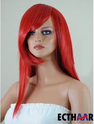 Gerade mit Pony Lace Front Erschwingliche 18 Zoll Red Long Perücken