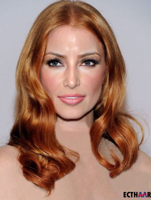 Ohne Pony Langes Kupfer Wellig 18 Zoll Günstigstes Menschenhaar Jessica Chastain Perücken
