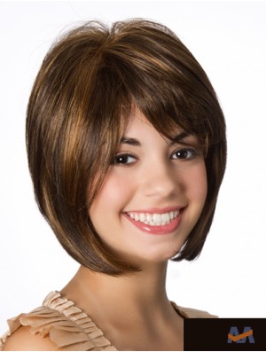 Spitze vorne gerade 10 Zoll Brown Bob Frisuren