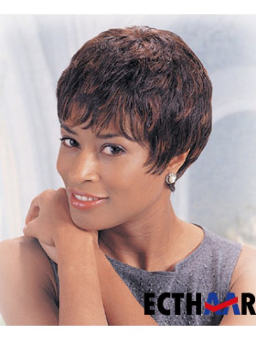 Indischer Remy Boycus Short Wavy Auburn Schwarzafrikanisches Haar Low Cut