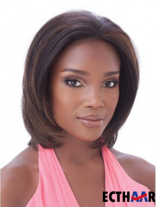 Ohne Pony Frisuren Straight Auburn Kinn Länge Echthaar Spitze Front Perücken