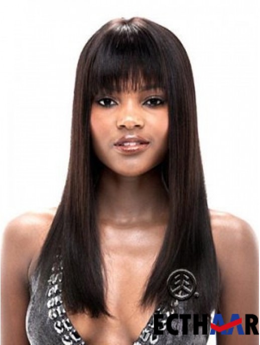 Gerade mit Pony Lace Frisuren Schwarz Perücken