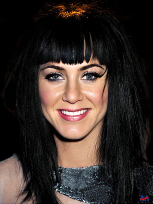17 Zoll erschwingliche schwarze lange gerade mit Pony Katy Perry Perücken