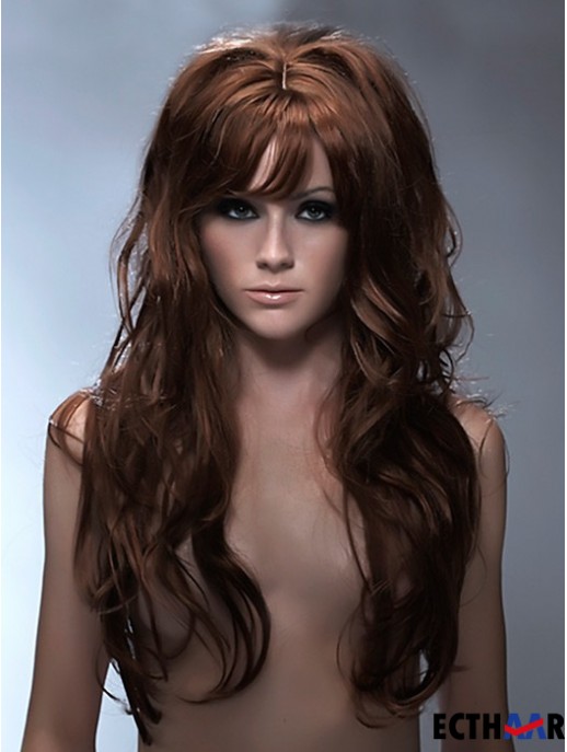 Langes synthetisches Haar mit Pony Capless Wavy Style Auburb Color
