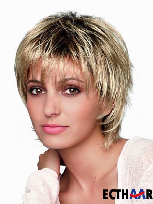 8 Zoll kurze gestaltete blonde gerade Bob Perücken