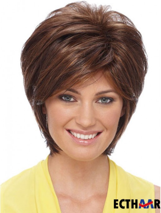 Schlanke synthetische Perücken Auburn Farbe Short Length Layered Style