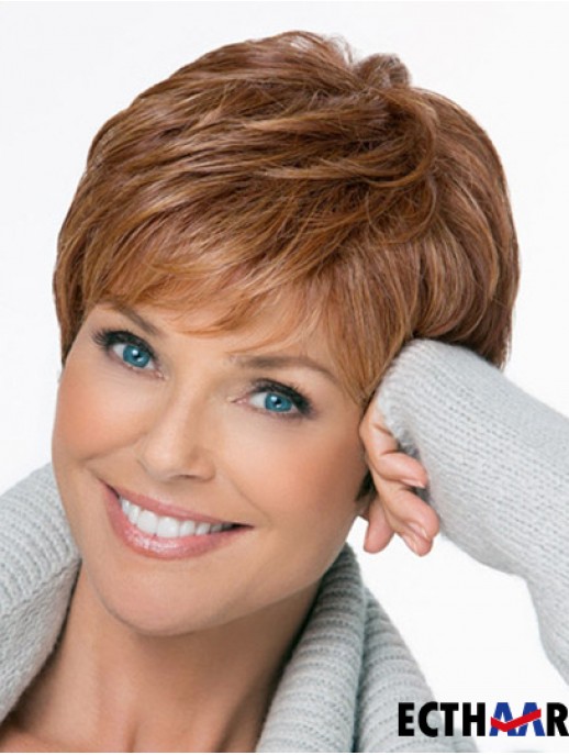 Lace Synthetic Perücken Günstige Boycuts Straight Style Braune Farbe Kurze Länge
