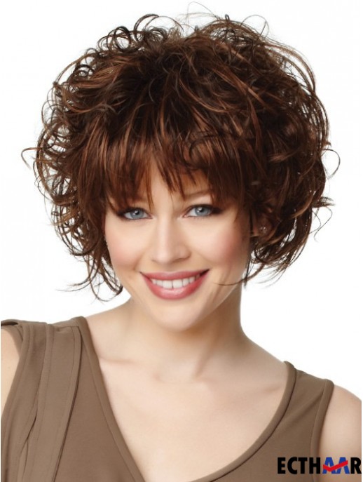 Kaufen Sie synthetisches Haar Kinnlänge Auburn Farbe Curly Style Bobs Cut