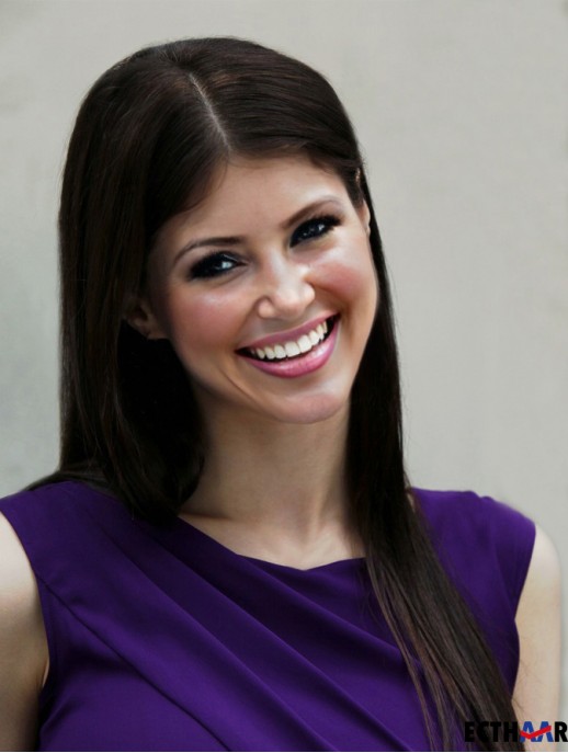 No-Fuss Brown lange gerade 20 Zoll ohne Pony Alexandra Daddario Perücken