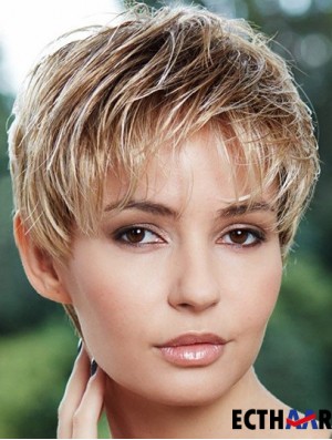 Günstigste 6 Zoll Straight Blonde Boycuts Short Perücken