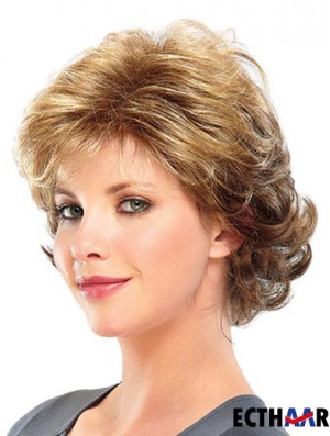 Curly Layered Short Great Blonde Synthetic Perücken