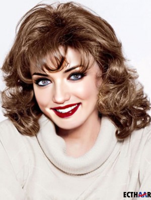 Curly Auburn Ideale schulterlange klassische Perücken