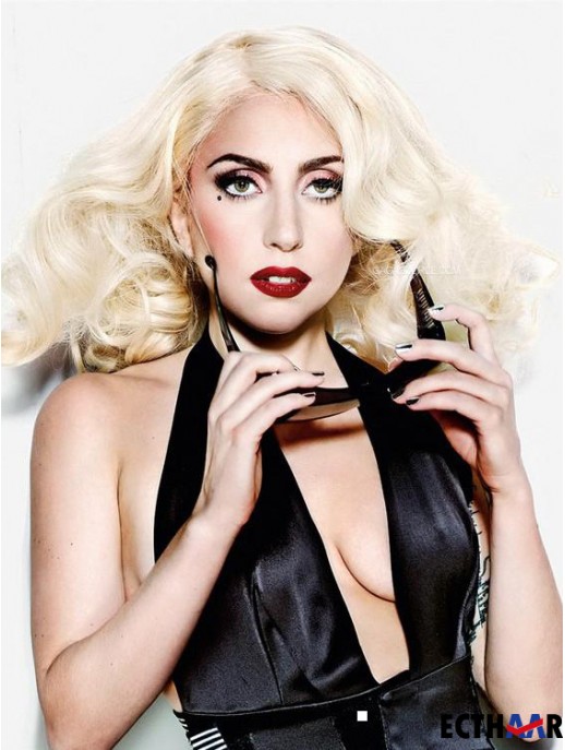 16 Zoll freche schulterlange lockige geschichtete Lady Gaga Perücken