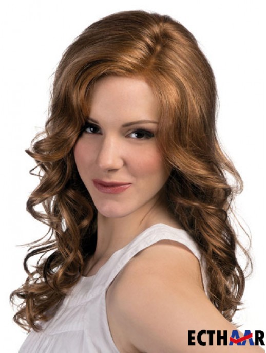 Curly Layered Long Brown Moderne Spitze Front Perücken