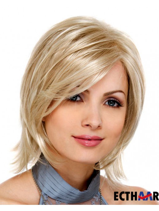 Blonde synthetische Spitze Front Perücken Bobs Haarschnitte Kinnlänge