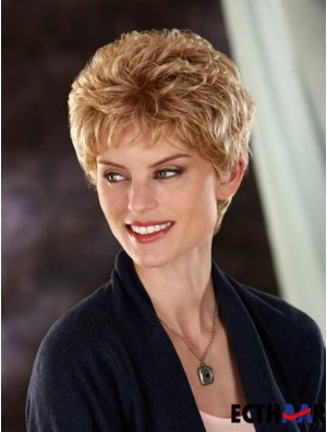 Wavy Boycuts Cropped Durable Blonde Synthetic Perücken
