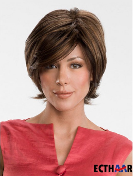 Online Brown Chin Länge gerade mit Pony Lace Front Perücken