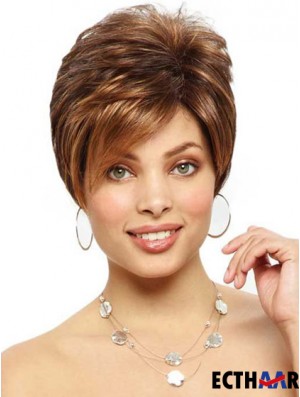 Entworfen Brown Cropped Straight Boycuts Lace Front Perücken