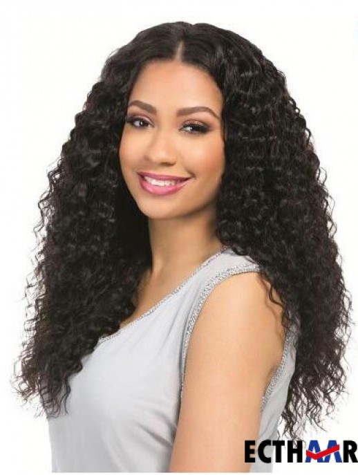 Curly Black 18  inchOhne Pony Remy Echthaar 360 Spitze Perücken