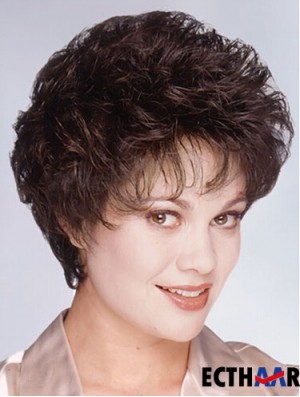 Layered Short Wavy Brown 8  inchModische Monofilament Perücken