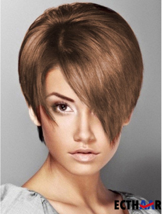 Boycuts Straight Brown Capless Soft Short Perücken