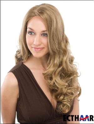 Geeignete blonde lockige ohne Pony Capless lange Perücken