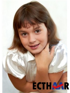 Straight Chin Länge Blonde Remy Echthaar 100% handgebundene Kinderperücken