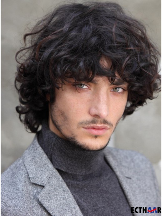 Curly Full Lace Short mit Pony Mens Short Blonde Curly Perücke