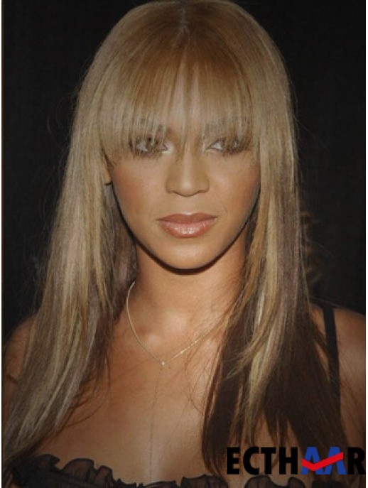 Brown Long Straight mit Pony Lace Front 16 Zoll  Perücken