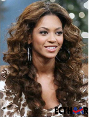 Brown Long Curly ohne Pony Volle Spitze 20 Zoll  Perücken