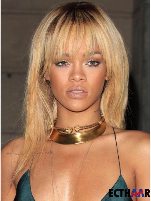 Blonde Straight mit Pony Lace Front 18 Zoll gute  Perücken