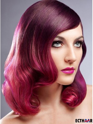 Top Ombre / 2 Tone Long Wavy ohne Pony 20  inchHuman Lace Perücken