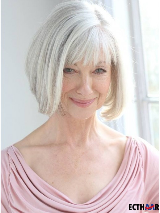 Echthaarperücken mit Remy Capless Grey Cut Kinnlänge